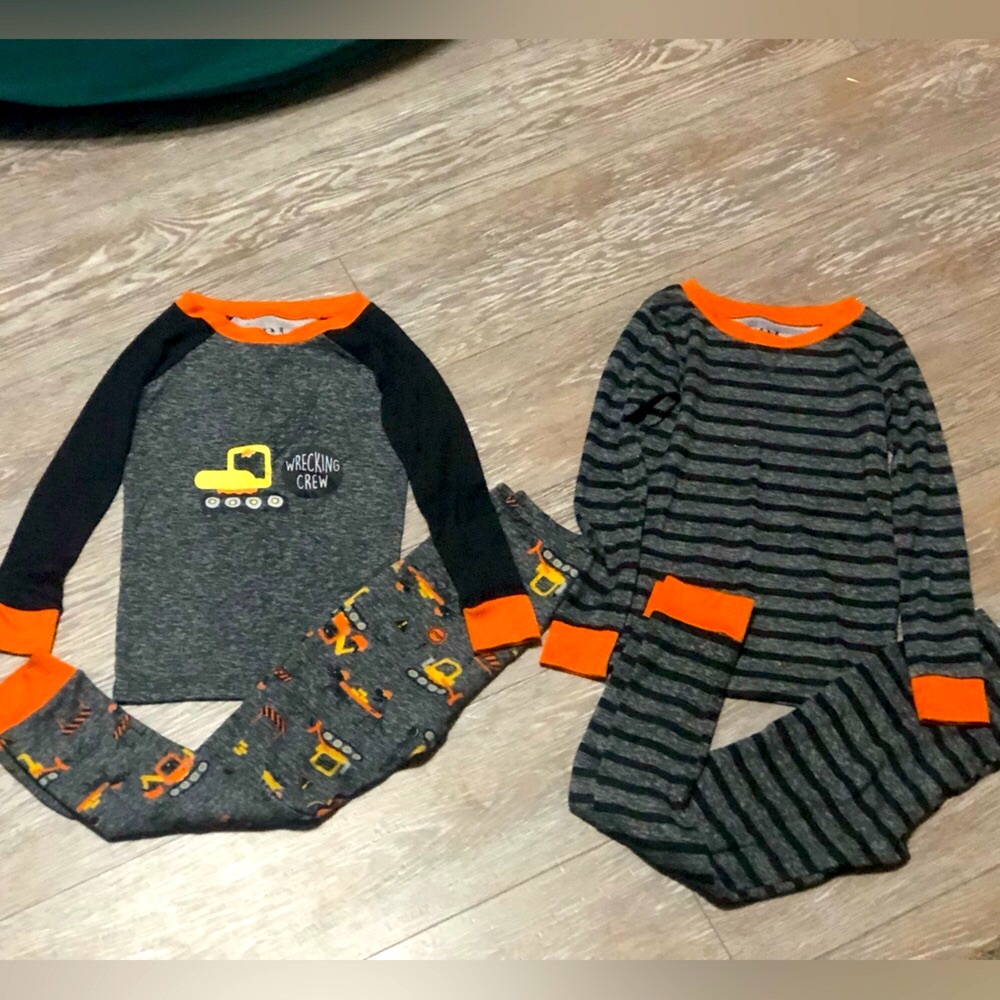 Essentials PJ’s Boys - Black and Orange Construction Theme Pajama Sets